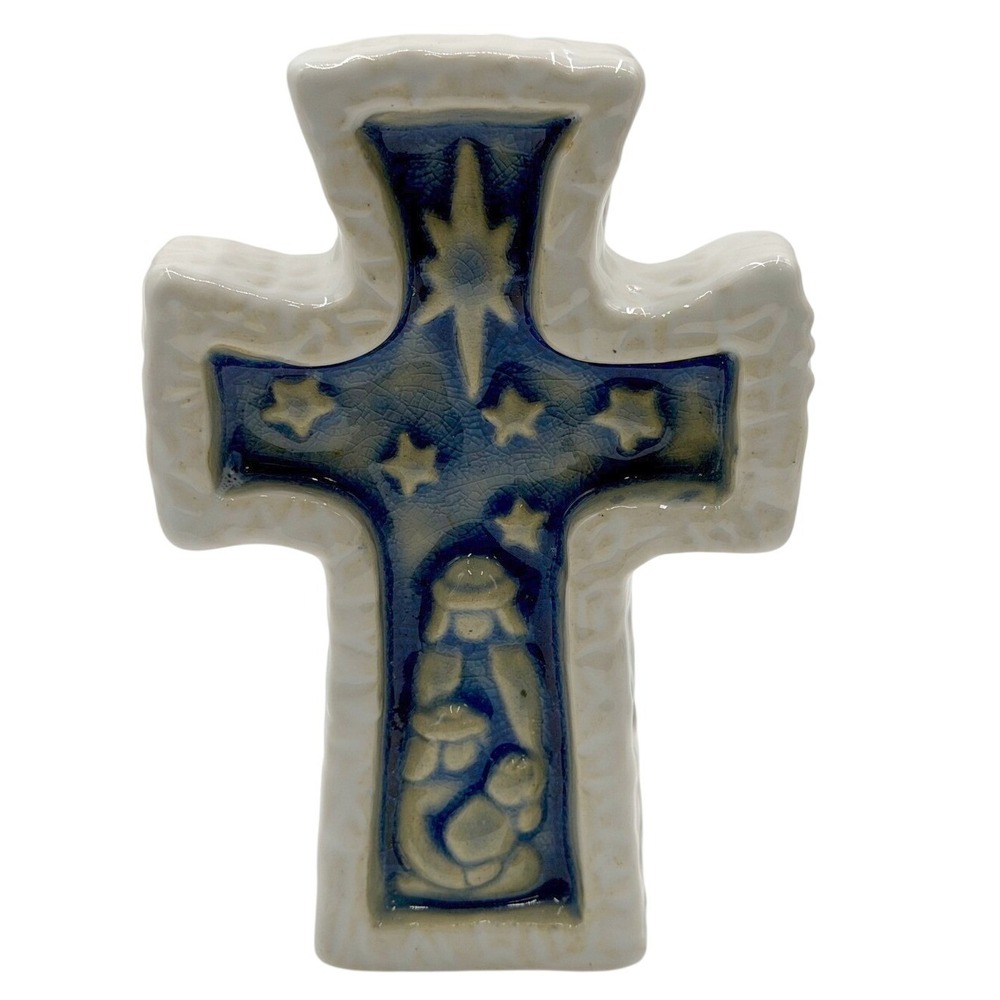 Lefton Ceramic Nativity Cross Religious Decor Christmas Star‎ Holy Family